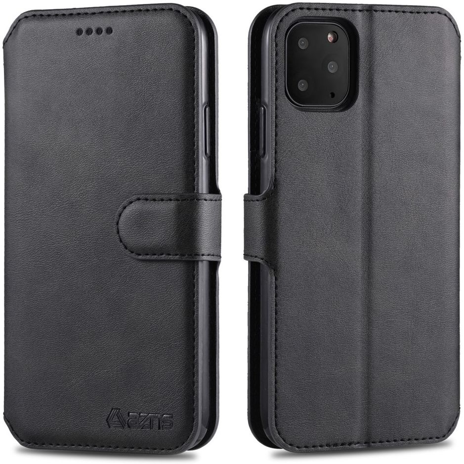 AZNS Apple iPhone 12 / 12 Pro Portemonnee Stand Hoesje Zwart afbeelding 3