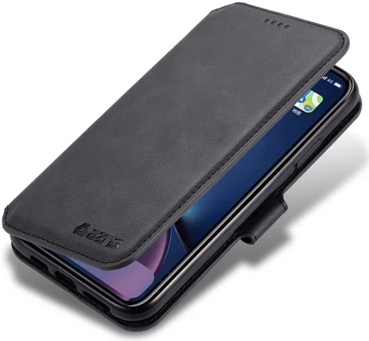 AZNS Apple iPhone 12 / 12 Pro Portemonnee Stand Hoesje Zwart afbeelding 1