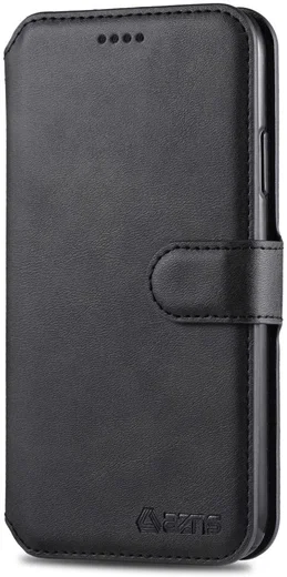 AZNS Apple iPhone 12 / 12 Pro Portemonnee Stand Hoesje Zwart afbeelding 2