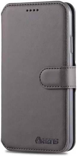 AZNS Apple iPhone 12 / 12 Pro Portemonnee Stand Hoesje Grijs afbeelding 2