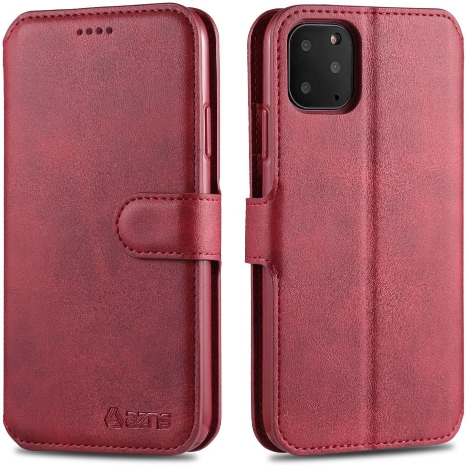 AZNS Apple iPhone 12 Pro Max Portemonnee Stand Hoesje Rood afbeelding 3