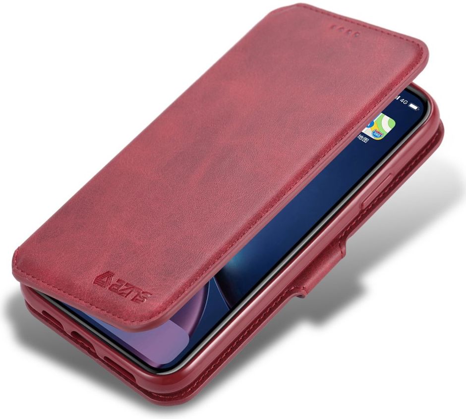 AZNS Apple iPhone 12 Pro Max Portemonnee Stand Hoesje Rood afbeelding 1