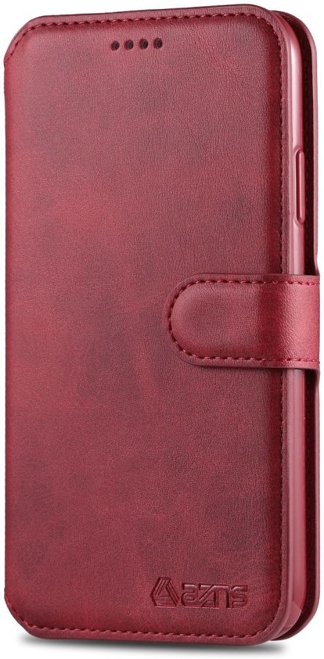 AZNS Apple iPhone 12 Pro Max Portemonnee Stand Hoesje Rood afbeelding 2