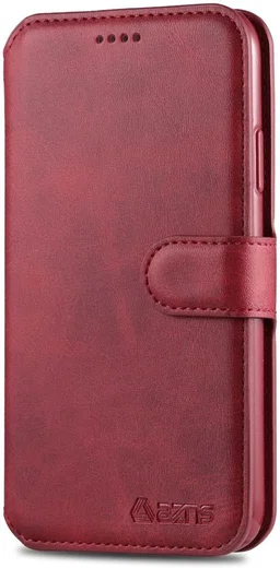 AZNS Apple iPhone 12 Pro Max Portemonnee Stand Hoesje Rood afbeelding 2