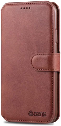 AZNS Apple iPhone 12 Mini Hoesje Wallet Book Case met Stand Bruin afbeelding 2