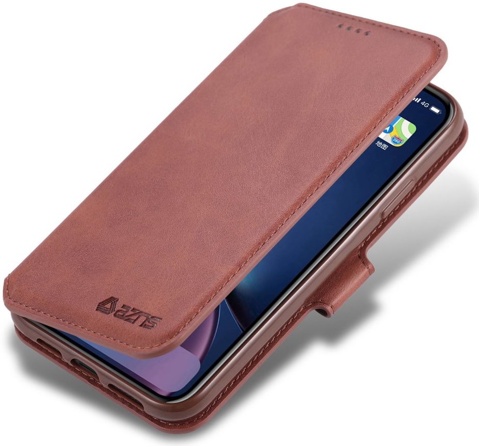 AZNS Apple iPhone 12 Mini Hoesje Wallet Book Case met Stand Bruin afbeelding 1