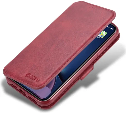 AZNS Apple iPhone 12 Mini Hoesje Wallet Book Case met Stand Rood afbeelding 1