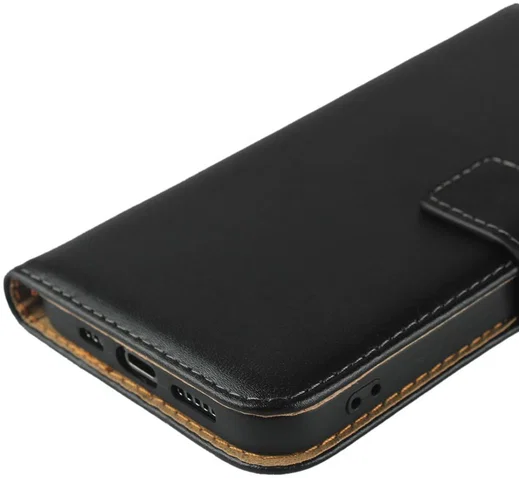 Apple iPhone 12 Mini Hoesje Portemonnee Echt Leer Zwart afbeelding 8