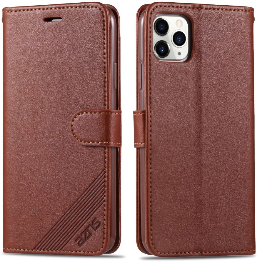 AZNS Apple iPhone 12 Mini Portemonnee Stand Hoesje Bruin afbeelding 4