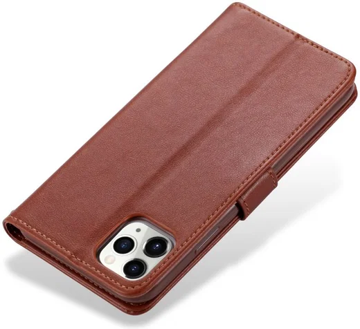 AZNS Apple iPhone 12 Mini Portemonnee Stand Hoesje Bruin afbeelding 6