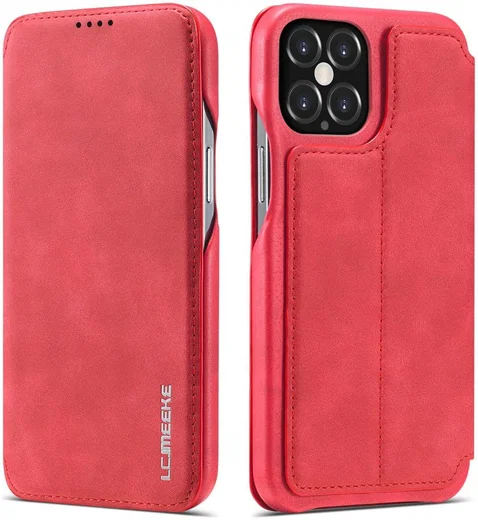 LC.IMEEKE Apple iPhone 12 / 12 Pro Hoesje Retro Portemonnee Rood afbeelding 8