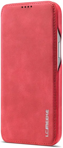 LC.IMEEKE Apple iPhone 12 / 12 Pro Hoesje Retro Portemonnee Rood afbeelding 3