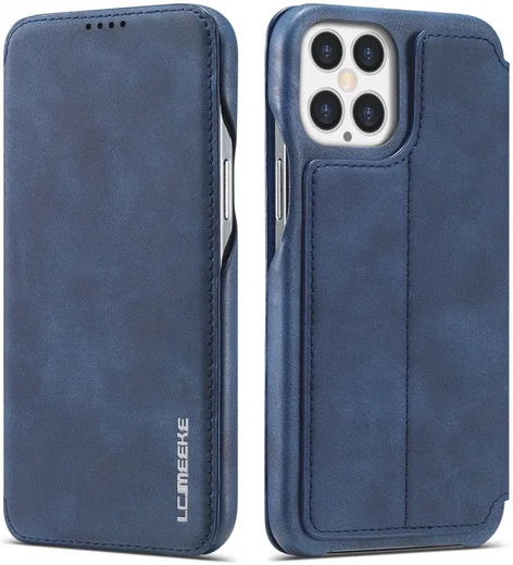 LC.IMEEKE Apple iPhone 12 Pro Max Hoesje Retro Portemonnee Blauw afbeelding 3