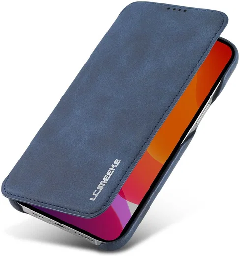 LC.IMEEKE Apple iPhone 12 Pro Max Hoesje Retro Portemonnee Blauw afbeelding 1