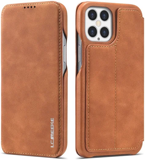 LC.IMEEKE Apple iPhone 12 Pro Max Hoesje Retro Portemonnee Bruin afbeelding 3