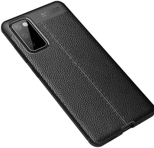 Samsung Galaxy S20 FE Litchi Hoesje TPU met Leren Textuur Zwart afbeelding 2