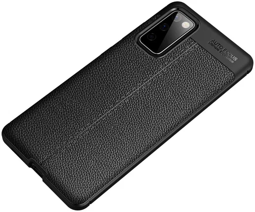 Samsung Galaxy S20 FE Litchi Hoesje TPU met Leren Textuur Zwart afbeelding 3