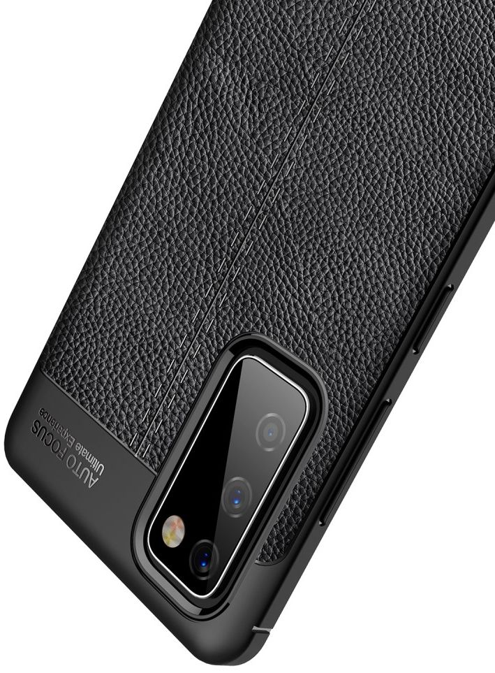 Samsung Galaxy S20 FE Litchi Hoesje TPU met Leren Textuur Zwart afbeelding 4
