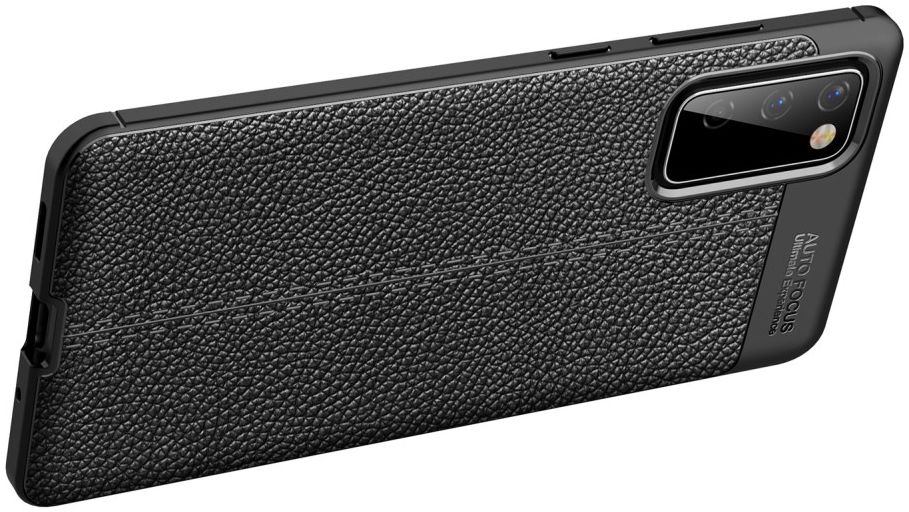 Samsung Galaxy S20 FE Litchi Hoesje TPU met Leren Textuur Zwart afbeelding 8