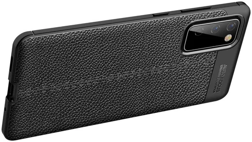 Samsung Galaxy S20 FE Litchi Hoesje TPU met Leren Textuur Zwart afbeelding 8