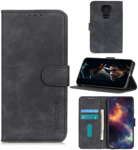 Motorola Moto G9 Play / Moto E7 Plus Hoesje Vintage Wallet Zwart afbeelding 2