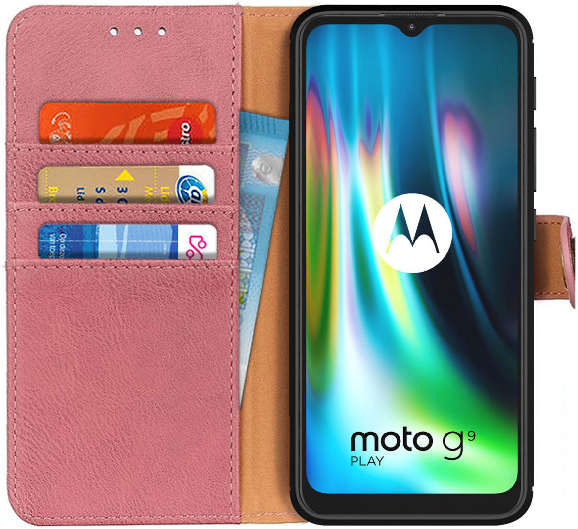 Motorola Moto G9 Play / Moto E7 Plus Hoesje Portemonnee Vintage Roze afbeelding 1