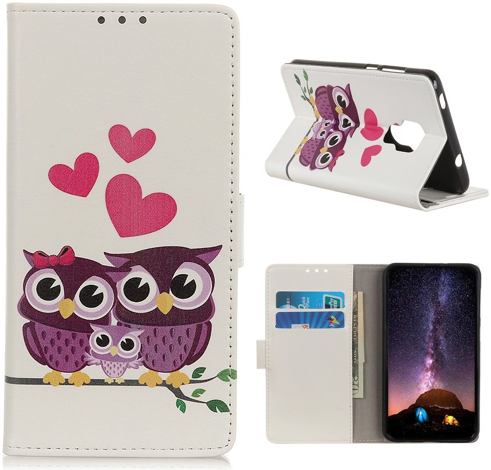 Motorola Moto G9 Play / Moto E7 Plus Wallet Hoesje met Uilen Print afbeelding 1