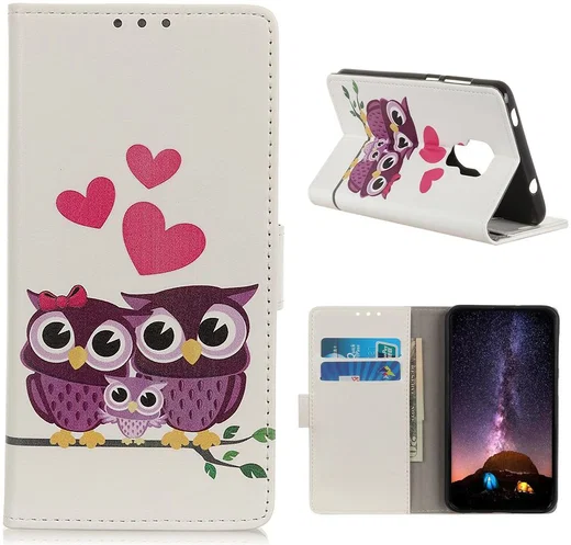 Motorola Moto G9 Play / Moto E7 Plus Wallet Hoesje met Uilen Print afbeelding 1