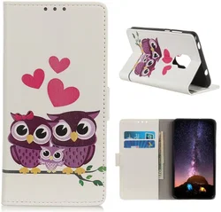 Motorola Moto G9 Play / Moto E7 Plus Wallet Hoesje met Uilen Print afbeelding
