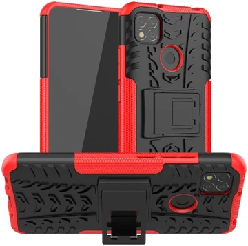 Xiaomi Redmi 9C Robuust Hybride Hoesje Rood