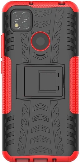 Xiaomi Redmi 9C Robuust Hybride Hoesje Rood afbeelding 3