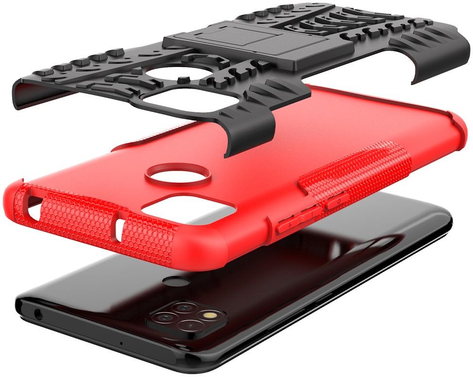 Xiaomi Redmi 9C Robuust Hybride Hoesje Rood afbeelding 6
