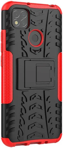 Xiaomi Redmi 9C Robuust Hybride Hoesje Rood afbeelding 8