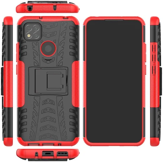 Xiaomi Redmi 9C Robuust Hybride Hoesje Rood afbeelding 9
