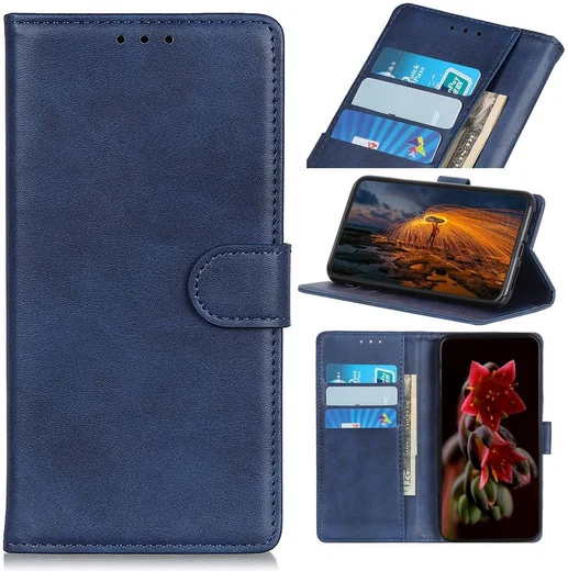 Google Pixel 5 Hoesje Wallet Stand Kunst Leer Blauw afbeelding 1