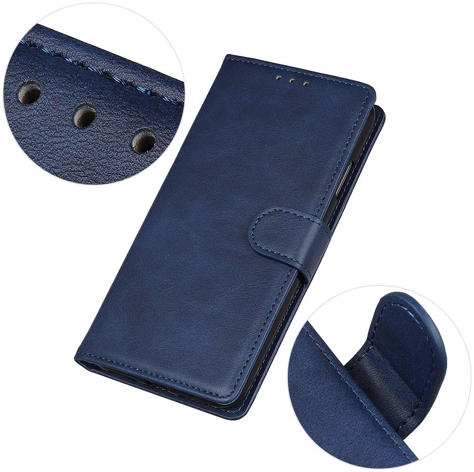 Google Pixel 5 Hoesje Wallet Stand Kunst Leer Blauw afbeelding 8