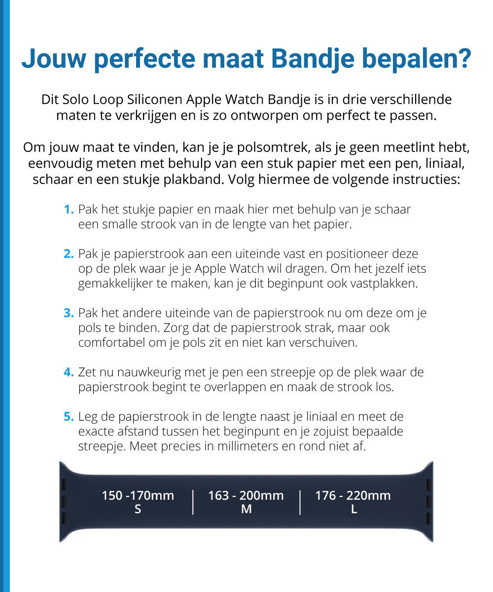 Apple Watch Bandje - 42MM/41MM/40MM/38MM - Solo Loop - Zwart (Maat: M) afbeelding 7