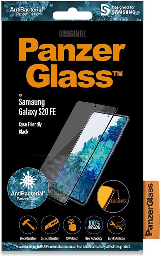 PanzerGlass Samsung Galaxy S20 FE Screenprotector Antibacterieel Zwart afbeelding 2