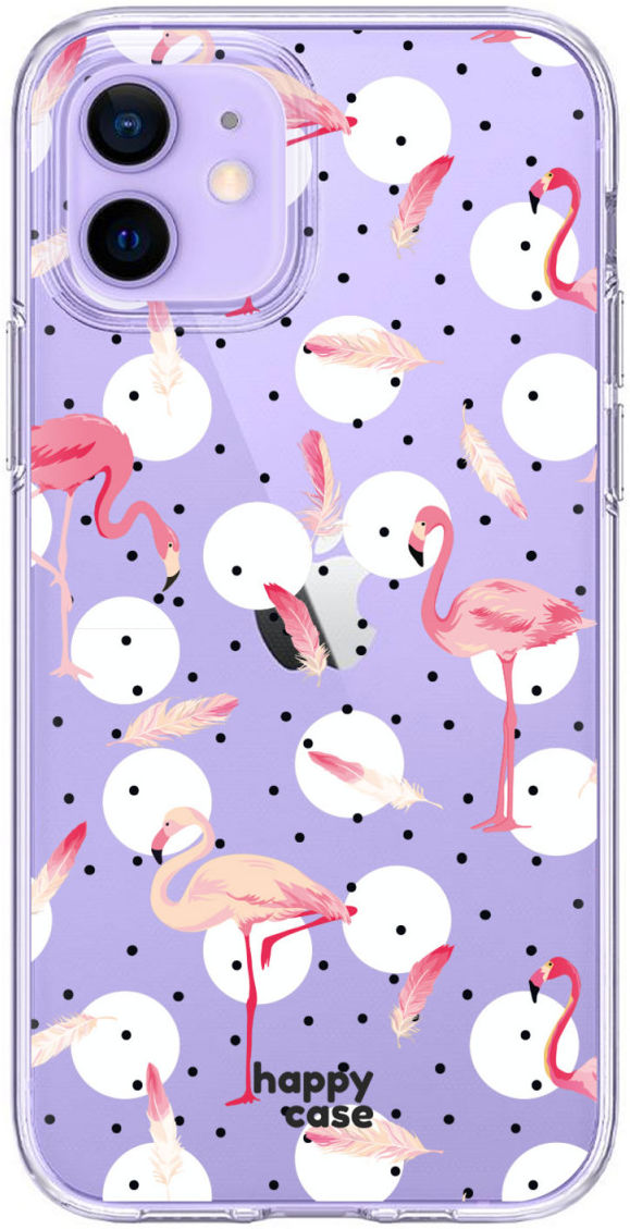 HappyCase Apple iPhone 12 Mini Hoesje Flexibel TPU Flamingo Print afbeelding 1