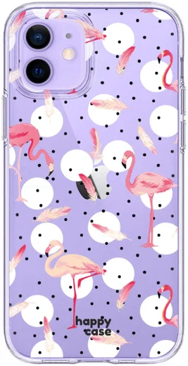 HappyCase Apple iPhone 12 Mini Hoesje Flexibel TPU Flamingo Print afbeelding 1