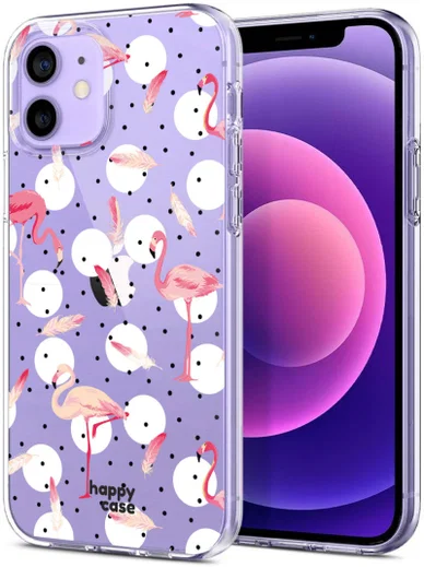 HappyCase Apple iPhone 12 Mini Hoesje Flexibel TPU Flamingo Print afbeelding 2