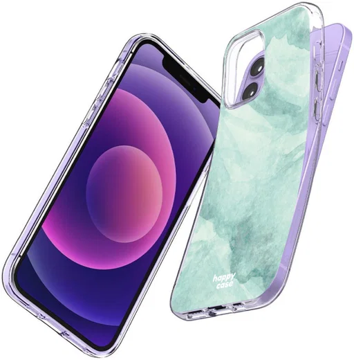 HappyCase Apple iPhone 12 Mini Hoesje Flexibel TPU Mint Marmer Print afbeelding 6