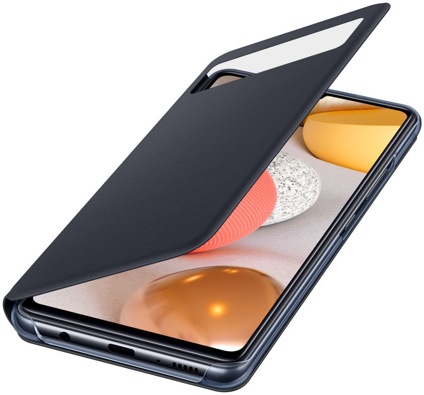 Origineel Samsung Galaxy A42 Hoesje Smart S View Cover Zwart afbeelding 1