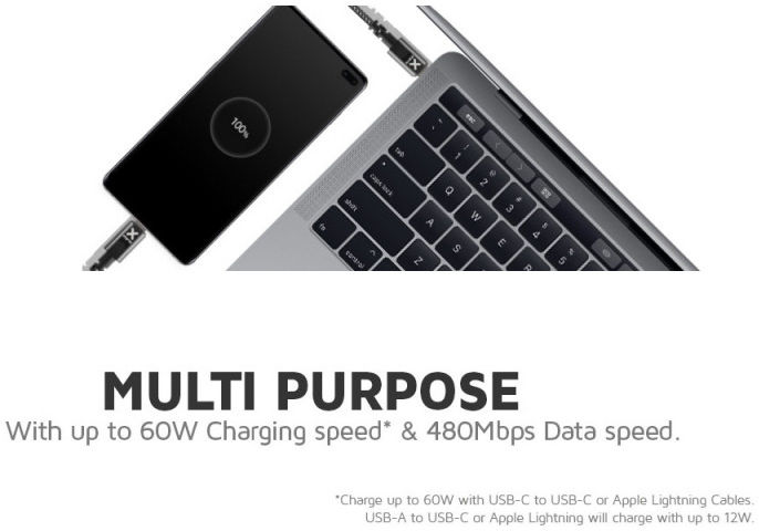 Xtorm Original USB-C 60W Gevlochten Power Delivery Kabel 2 Meter Zwart afbeelding 4