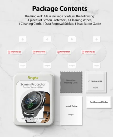 Ringke ID Glass Samsung Galaxy Watch 3 45MM Screen Protector (4-Pack) afbeelding 13