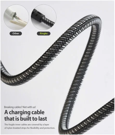 Ringke USB-C C naar Apple Lightning Kabel 1.2 Meter Zwart afbeelding 4