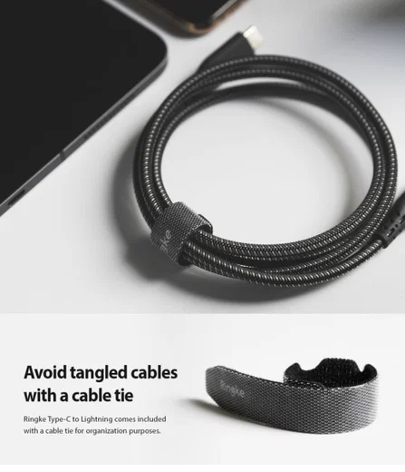 Ringke USB-C C naar Apple Lightning Kabel 1.2 Meter Zwart afbeelding 7