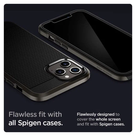 Spigen EZ Fit Glas.tR Apple iPhone 12 Pro Max Screenprotector (2-Pack) afbeelding 5