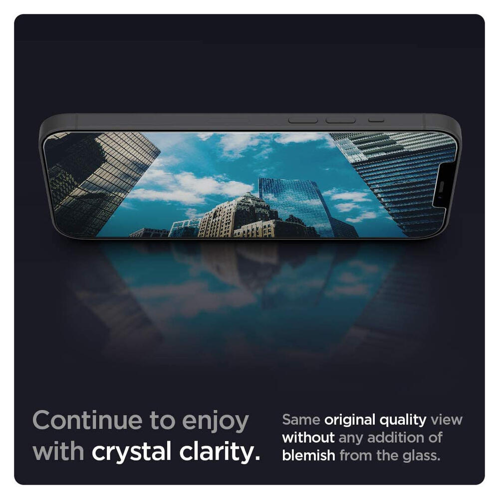 Spigen EZ Fit Glas.tR Apple iPhone 12 Pro Max Screenprotector (2-Pack) afbeelding 6