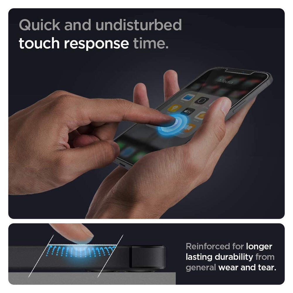 Spigen EZ Fit Glas.tR Apple iPhone 12/12 Pro Screen Protector (2-Pack) afbeelding 5